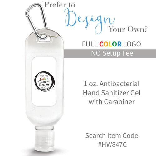 create your own option for 1 oz hand sanitizer with carabiner