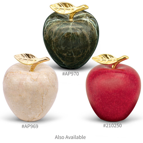 jade green, botticino beige, and red marble apples