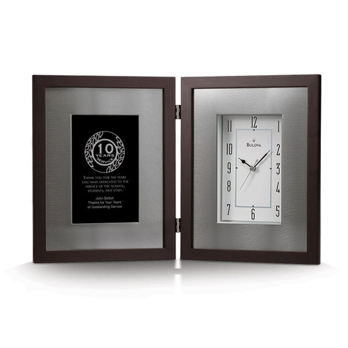 large frame clock award with 10 years of service message