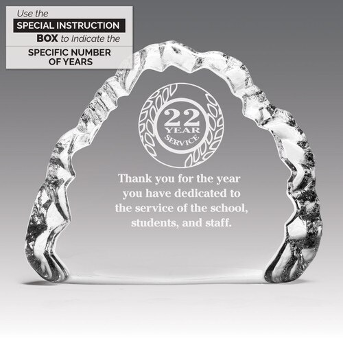 crystal iceberg award recognizing 22 of dedication to the service of the school, students, and staff