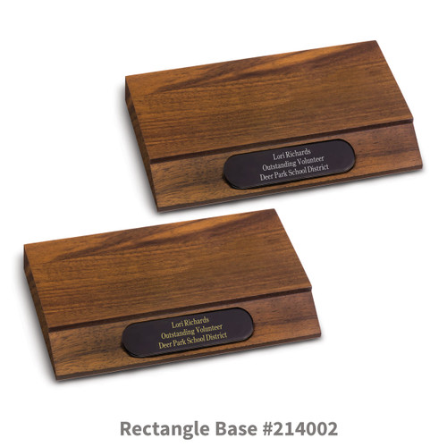 walnut rectangle bases with black brass plates