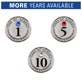 1, 5, and 10 years of service gem lapel pins