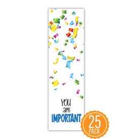 Colorful 2" x 8" Student Bookmark That Reads “You Are Important” On The Front