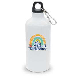 white 20 oz. aluminum carabiner canteen with you make a difference message