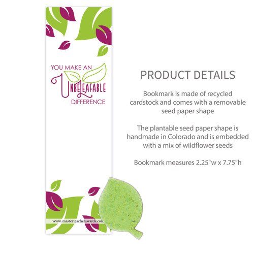 bookmark with unbeleafable message and product details